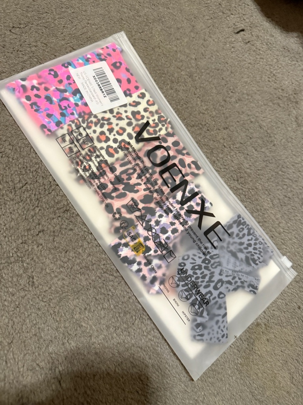 Violynxe Leopard Print Hipster Panties - Pink, Cream, Gray